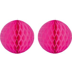 Set van 3x stuks decoratie bollen/ballen/honeycombs fuchsia roze 50 cm - Feestartikelen/versiering