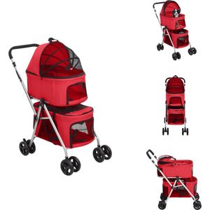 vidaXL Hondenbuggy - Comfortabel en Draagbaar - Rood - 83 x 48 x 97 cm - Max - draagvermogen 10 kg - Draagtas