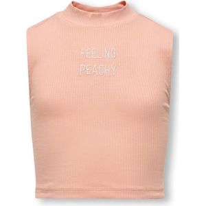 ONLY KOGLINEA LIFE TEXT S/L SHORT TOP CS JRS Meisjes Top - Salmon Feeling Peachy