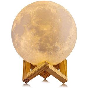 15cm maanlamp met base - 3D-print nachtlampje Touch Switch - oplaadbaar USB LED lamp - slaapkamer bed lamp - geschenk voor kinderen vrouwen