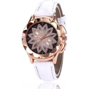 Hidzo Horloge Quartz Ø 30 - Dames - Wit - RosØkleurig - Analoog - Inclusief Horloge Doosje