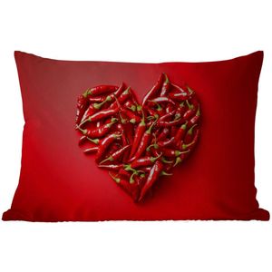 Buitenkussens - Pepers - Rood - Hart - 60x40 cm - Weerbestendig