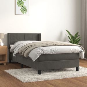 The Living Store Boxspringbed - Comfort Line - Bed 90x190cm - Donkergrijs fluweel