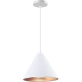 QUVIO Hanglamp retro - Lampen - Plafondlamp - Leeslamp - Verlichting - Verlichting plafondlampen - Keukenverlichting - Lamp - Kegelvorm - E27 Fitting - Met 1 lichtpunt - Voor binnen - Aluminium - D 24 cm - Wit
