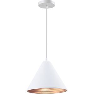 QUVIO Hanglamp retro - Lampen - Plafondlamp - Leeslamp - Verlichting - Verlichting plafondlampen - Keukenverlichting - Lamp - Kegelvorm - E27 Fitting - Met 1 lichtpunt - Voor binnen - Aluminium - D 24 cm - Wit