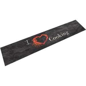 vidaXL-Keukenmat-wasbaar-cooking-print-60x300-cm-fluweel-zwart