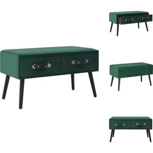 vidaXL Salontafel Fluweel Groen - 80x40x46 cm - 2 lades - Tafel