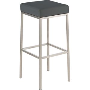 Barkruk Divine - Zonder rugleuning - Set van 1 - Ergonomisch - Barstoelen voor keuken of kantine - Vierkant - Grijs - Zithoogte 80cm