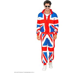 Widmann - Landen Thema Kostuum - Union Jack Star Team Retro Trainingspak Kostuum - Rood / Wit / Blauw - XXL - Carnavalskleding - Verkleedkleding