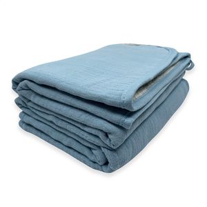 Smikkels - katoenen hydrofiele babydoeken (2 st) - Blauw - 100% Biologisch katoen - Dikke zachte doeken van hydrofiel katoen en badstof - 60x60 - Hydrofiele luier baby