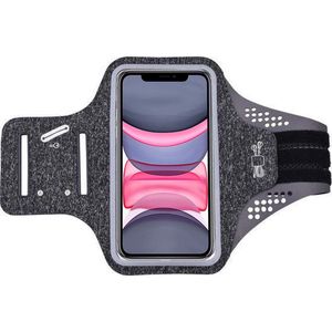 Geschikt voor iPhone 11 hardloop telefoonhouder – armband - sportband - van stof - Zwart