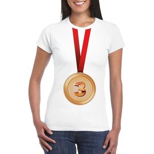 Bronzen medaille kampioen shirt wit dames - Winnaar shirt Nr 3 XL
