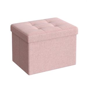 ACAZA Poef - Hocker - Opberger - Zitbank - met Opbergruimte - Opvouwbaar - 31x31x41 - Roze