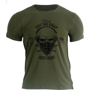 Fluory Cut the Crap Just Fight T-shirt Military Green maat L