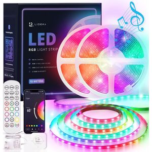 Lideka - LED Strip 15 Meter (2x7.5) - RGB - 3.0 A - 50K Branduren - met Afstandsbediening en App - 270 Led's - Led Light Strip Verlichting - Led Lights - Led Light Strip - Licht strip - Zelfklevend Led Licht