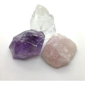 Gouden Driehoek Edelsteen - Drie Eenheid XL - Amethist - Bergkristal rozekwarts