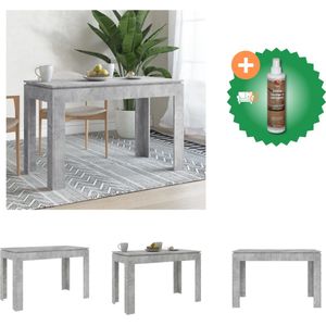 vidaXL Eettafel 120x60x76 cm spaanplaat betongrijs - Tafel - Inclusief Houtreiniger en verfrisser