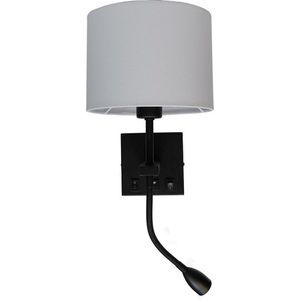 Artdelight - Wandlamp Quad - Zwart - Incl. Kap Off-white - USB - Flex - LED 3W 2700K - E27 LED 6W 2700K - IP20