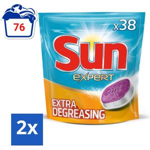 Sun Expert - Vaatwastabletten - Extra Ontvettend - 38 Tabletten - Voordeelverpakking - 2 stuks