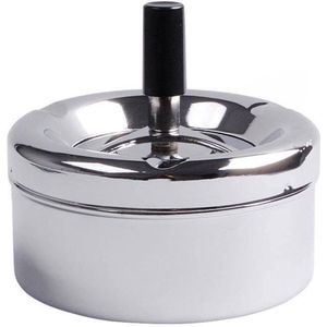 Asbak met Deksel Edelstaal 11 cm - Draaiasbak - Binnen en Buiten - Drukasbak