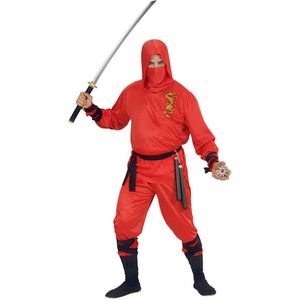Widmann - Ninja & Samurai Kostuum - Japanse Ninja Rode Draak Kostuum - Rood - Maat 140 - Carnavalskleding - Verkleedkleding