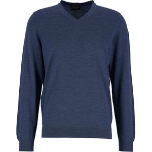 MARVELIS modern fit trui wol - V-hals - rookblauw - Maat: 3XL