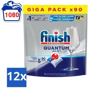 Finish Powerball - Quantum All in 1 - Vaatwastabletten - Stralende Glans - 90 Tabletten - Voordeelverpakking - 12 stuks