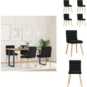 vidaXL Eetkamerstoel - Eetkamerstoelen - Dinerstoel - Stoel - Eetkamerstoelen 4 st stof zwart