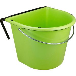 Vplast Voerbak 15 liter met ophang + hengsel - Voerbak paard - Voeremmer - Voerbak paarden ophang - Groen