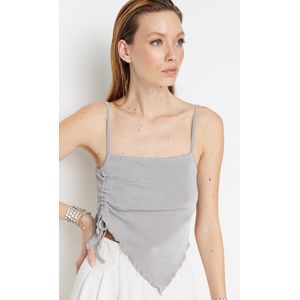 Trendyol Roze Cropped Gebreide Glansblouse Tprss23Bz00016
