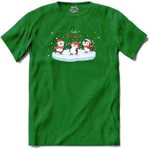 Kerst pinguin buddy's - T-Shirt - Dames - Kelly Groen - Maat XL