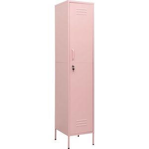 vidaXL - Lockerkast - 35x46x180 - cm - staal - roze
