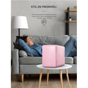 Draagbare Mini-Koelkast - 6 Liter - Voor 9 Blikjes - Koeler En Warmer - Persoonlijke Koelkast Voor Huidverzorging - Cosmetica - Dranken En Levensmiddelen - Ideaal Voor Slaapkamer - Kantoor En Auto - Freonvrij - Roze