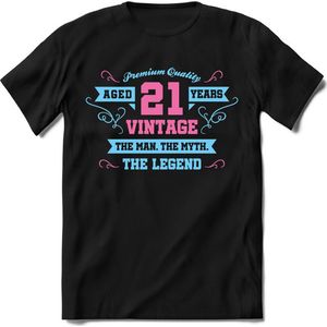 21 Jaar Legend - Feest kado T-Shirt Heren / Dames - Licht Blauw / Licht Roze - Perfect Verjaardag Cadeau Shirt - grappige Spreuken, Zinnen en Teksten. Maat XXL