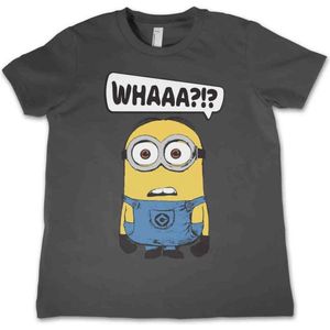 Minions Kinder Tshirt -Kids tm 8 jaar- Whaaa?!? Grijs