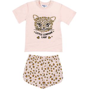 Fun2Wear - Kleine Luipaard Shortama Baby | Lichtroze - Katoen - Maat 74