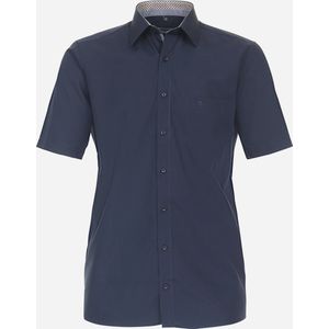 CASA MODA comfort fit overhemd - korte mouw - popeline - blauw - Strijkvrij - Boordmaat: 41