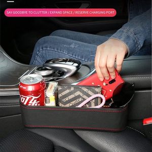 Autostoel Gap Filler Multifunctionele Autostoel Organizer Console Zijvak Opbergdoos met bekerhouder Verbeterde Organizer Tussen Voorstoelen 1pc (Zwart)