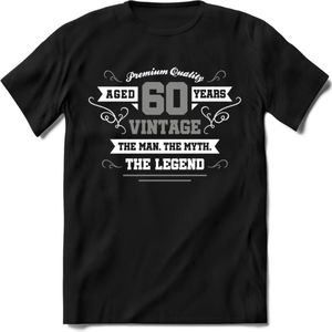 60 Jaar Legend T-Shirt | Zilver - Wit | Grappig Verjaardag en Feest Cadeau | Dames - Heren - Unisex | Kleding Kado | - Zwart - XXL