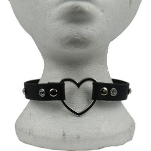 Bullet 69 Funky Punk - 1 row heart Choker - Zwart