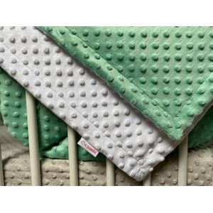 IL BAMBINI Ledikantdeken Minky Luna - Baby dekentje - 100 cm x 150 cm - Groen & Wit