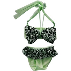 Maat 56 Bikini zwemkleding NEON Groen tijgerprint strik badkleding baby en kind  dierenprint fel groene zwem kleding leopard