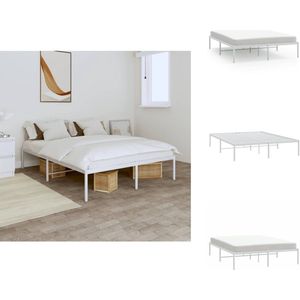 vidaXL Bedframe - Bedframes - Tweepersoonsbed - Bed - Bedframe metaal wit 140x190 cm
