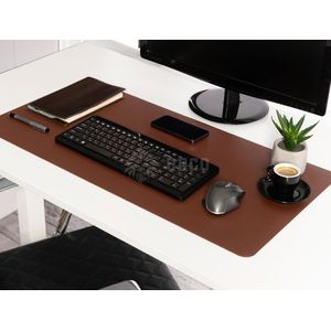 Bureau mat - Bureau Onderlegger - Bureau Organiser - Deskmat - Hoogwaardig Kunstleer - 80 x 40 cm - Donkerbruin