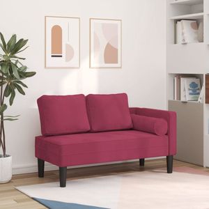 vidaXL Chaise Longue - Fluweel - Wijnrood - Inclusief kussens Loungebank - Fluweel Bank - Rode Bank - Relaxstoel - Tuinbank