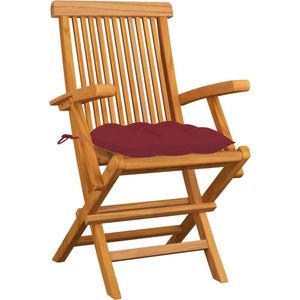 vidaXL Tuinstoelen - 6 stuks - Wijnrood - Massief Teakhout Tuinstoelen Set - Teak Hout - Tuinset - Buistuinmeubels - Buitenzitten