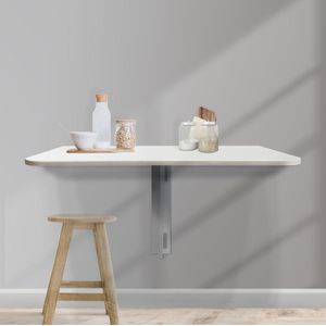 Double T Concept® Wandtafel Wit - inklapbaar - Ovaal - Klaptafel - Inklapbare Tafel - Sidetables - Kaptafels 100x60x55cm