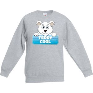 Teddy Cool de ijsbeer sweater grijs voor kinderen - unisex - ijsberen trui - kinderkleding / kleding 134/146