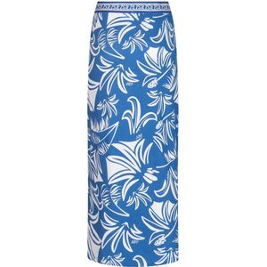 Zoso Rok Rosie Printed Long Skirt With Details 242 1010/0016 Strong Blue/white Dames Maat - XXL