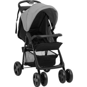 The Living Store Kinderwagen 2-in-1 - Lichtgrijs/Zwart - Verstelbare rugleuning - UV-bescherming - 78.5 x 49 x 102 cm - Staal/Linnen